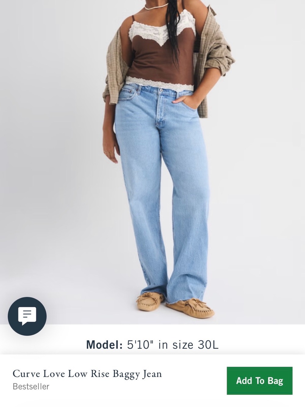 Abercrombie & Fitch curve love baggy low rise jeans NWT long inseam - Picture 7 of 7